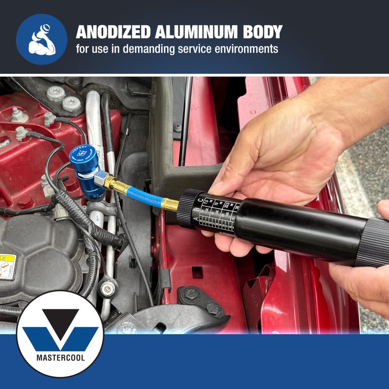 Mastercool 53123-YF Refillable Oil and Dye Injector for R1234yf Systems â€“ 2 oz Capacity â€“ Anodized Aluminum Body â€“ Smooth-Twist Handle â€“ SAE J2888 & EPA Compliant - Image 4